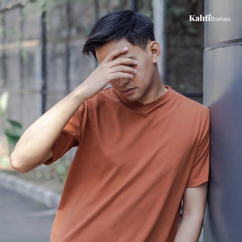 Product image T-shirt V neck Pria combed - BIN CINNAMON L all variant